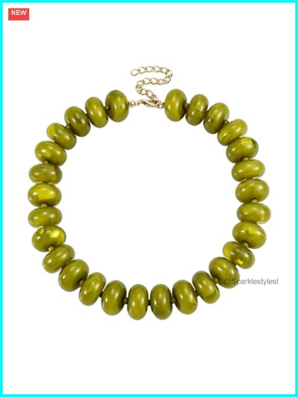 Chunky Resin Beaded Statement Necklace Boho Summer Beach